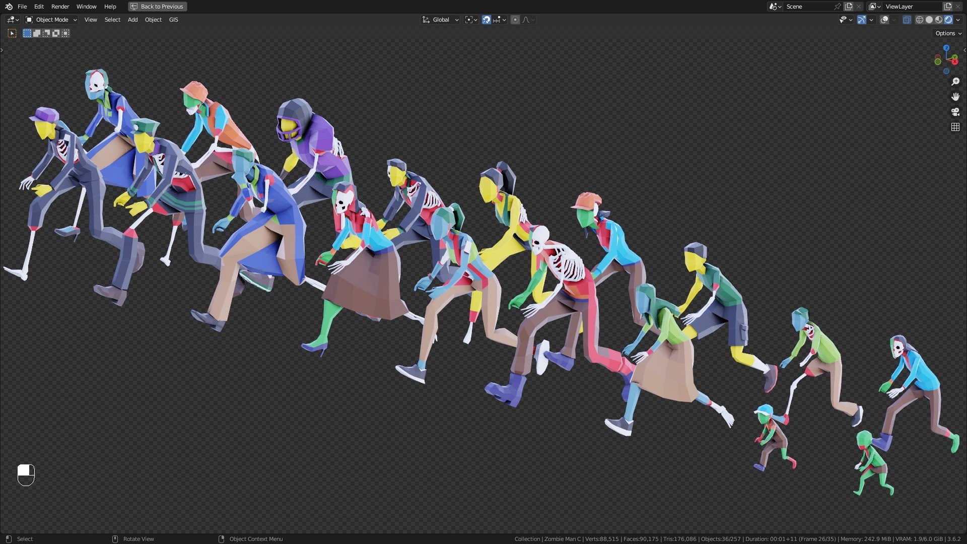 3D Low Poly Zombies - Rigged And Animated Model - TurboSquid 2124915