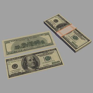 3d model $100 bill