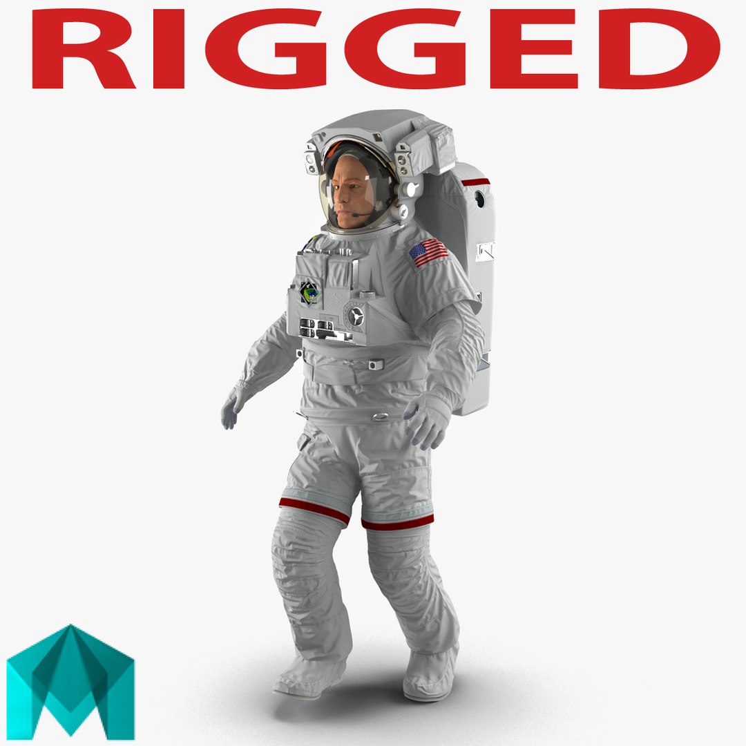 Astronaut Nasa Extravehicular Mobility Unit Rigged for Maya 3D Model 3D model preview