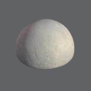 Concrete Hemisphere Barrier pack 1 Three Color Options, Low Poly, LODs