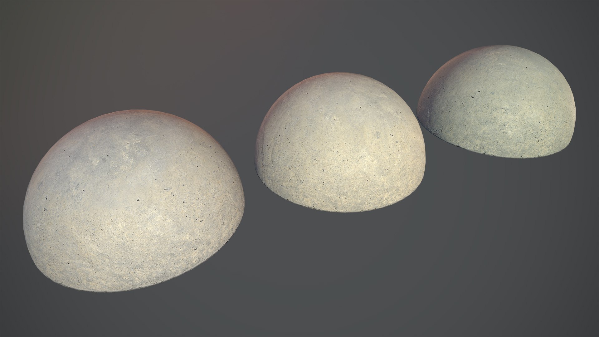 concrete hemisphere barrier pack 1 3D model https://p.turbosquid.com/ts-thumb/zr/LYnC78/rT5IQm9I/concrete_hemisphere_barrier_pack_1_5/jpg/1548973094/1920x1080/fit_q87/874d0b96c7f3531be2e2655622cc9841bdce1eb8/concrete_hemisphere_barrier_pack_1_5.jpg