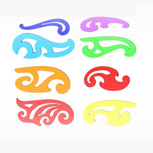 3D French Curves Set - 8-3D Print Ready Drafting Templates