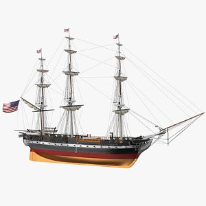 USS Constitution Heavy Frigate Retracted Sails 3D model