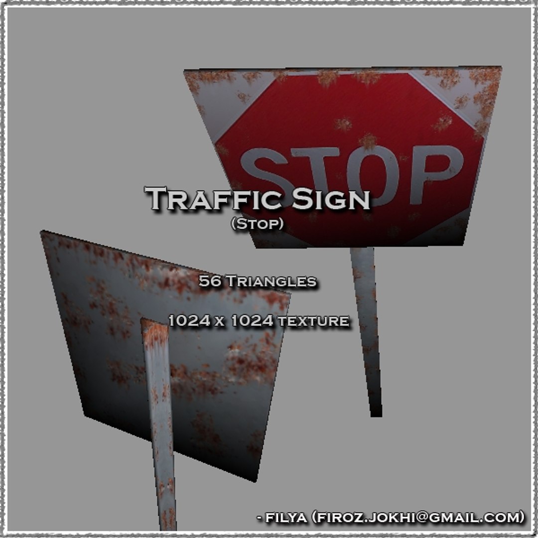 Stop Traffic Sign Urban Pack 3d Model