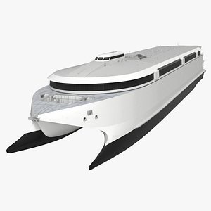 3D Eco-Friendly High-Speed Ferry Catamaran White Simplified