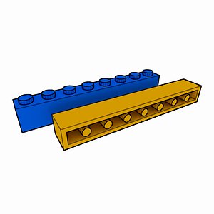 3d piece lego brick 1x8