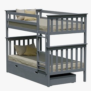 Modern Wooden Bunk Bed with Storage