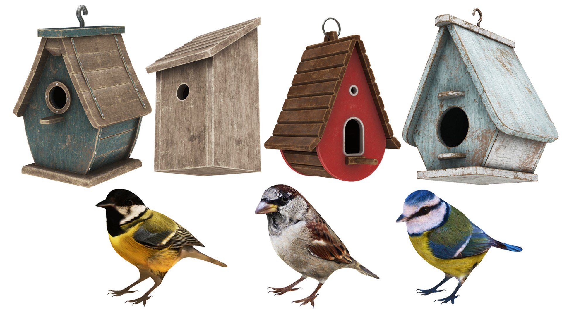 Bird and Bird House Collection 7 in 1 3D https://p.turbosquid.com/ts-thumb/zs/BfCLUg/SS/col21/jpg/1740656837/1920x1080/fit_q87/b6f429e80fce19af20bd03ad1e027d823fae4fe0/col21.jpg