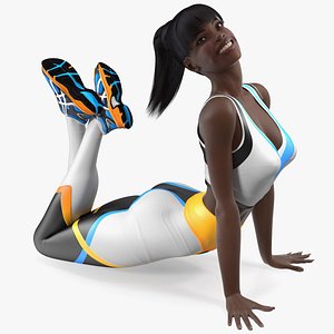 dark skin fitness woman 3D model