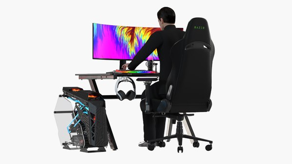 modelo 3d Mesa de trabajo Streamer con PC - TurboSquid 2270327