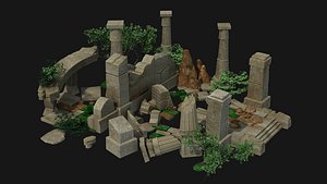 temple ruin ruins rocks exterior stones damaged highpoly 3D model