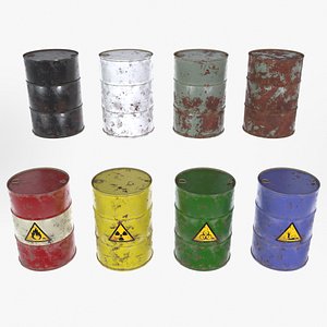 Steel Barrels 55 Gallon Drum PBR 3D