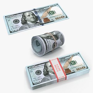 new 100 dollar bills 3D model
