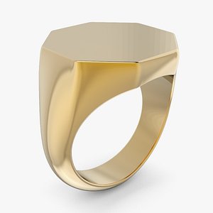 Gold Octagon Signet Ring