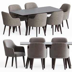 3D dining set 59 armchair table model