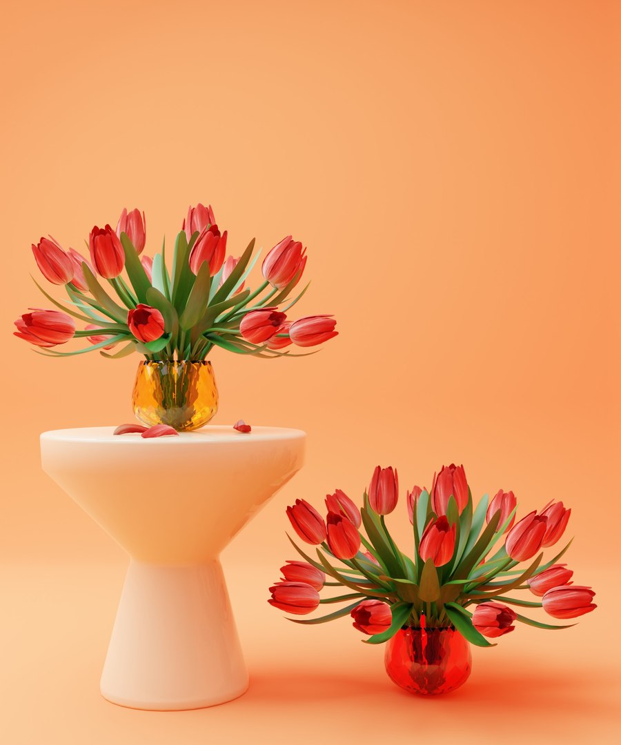 Tulips Vase Model TurboSquid 2079337