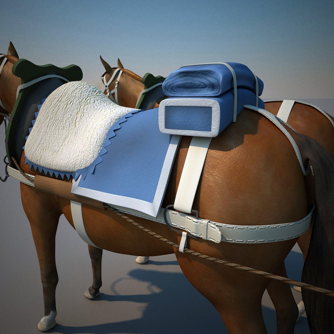 Lightwave Harnessed Horses 2