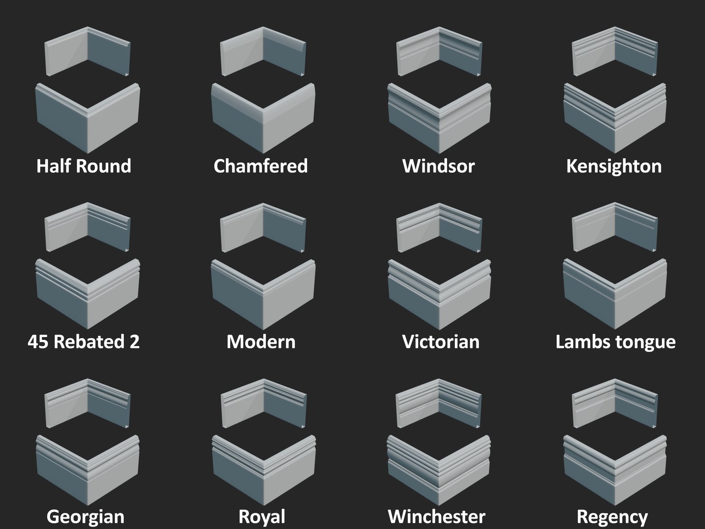3D The Interior Edging Pack model https://p.turbosquid.com/ts-thumb/zs/iDPg8Y/mv/interioredgingpack_skirtingboard_profiles/jpg/1674630572/1920x1080/fit_q87/5350d221a22e5b96fe0dc6fda43983f0100430d6/interioredgingpack_skirtingboard_profiles.jpg