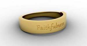 Faithfulness Ring Female Gold 3D model