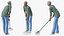 Dame et homme âgés truqués avec collection d'outils de jardinage