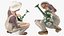 Dame et homme âgés truqués avec collection d'outils de jardinage
