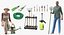 Dame et homme âgés truqués avec collection d'outils de jardinage