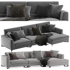 modern sectional corner sofa with low arms and wide seat cushions