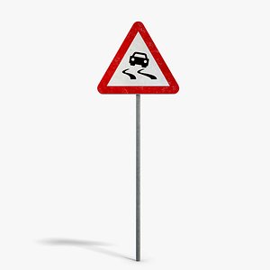 3D model Slippery Road Sign