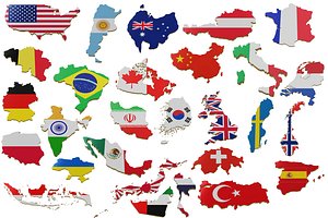 3D popular countries land border model