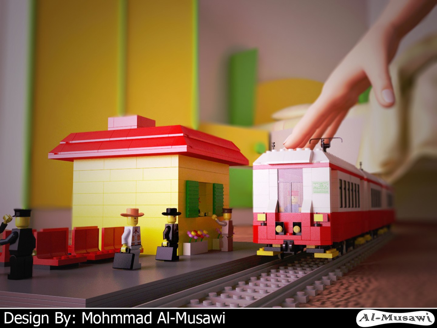 3d Model Lego Train Station Character