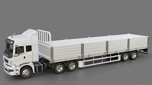 3D Daewoo Ultra Prima Flatbed Trailer 2012