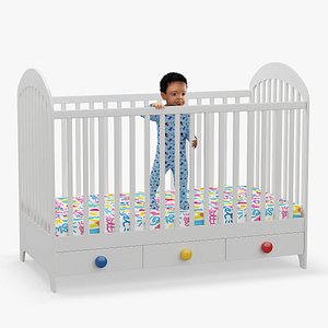 African Toddler Boy in Bed Standing