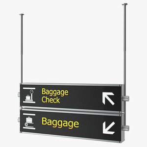 3D airport signs baggage check