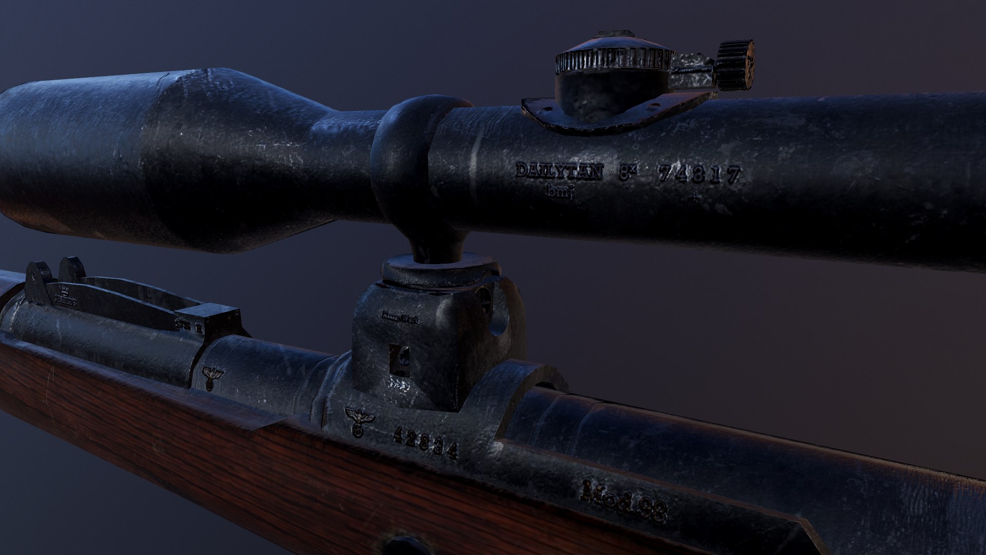 3D mauser 98k rifle model https://p.turbosquid.com/ts-thumb/zt/eiquPS/MnTHUPQI/render7/png/1561152857/1920x1080/fit_q87/85ce32fdb1dbb0c93cb54d121010f6be4af4546b/render7.jpg