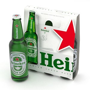 3D model beer bottle heineken 3
