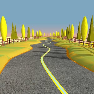 Cartoon Road Low Poly