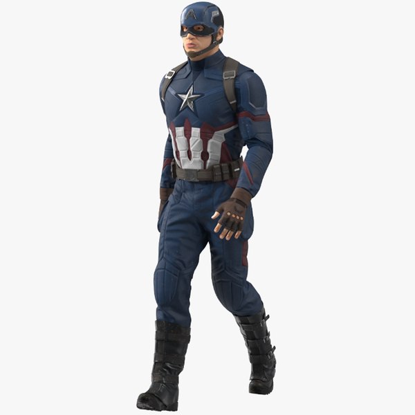 3D Character Captain America in Shabby Suit Rigged for Maya model