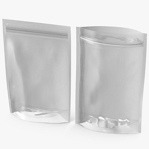 Zipper White Paper Bags with Transparent Front 200 g Mockup 3D model