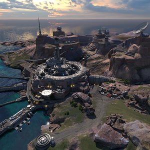 Island Research Military Base Coastal Sci-Fi Facility PBR