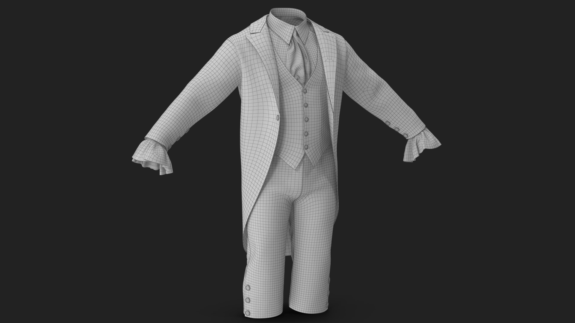 3D Tailcoat Suit model https://p.turbosquid.com/ts-thumb/zu/3ZDK14/Uf/wireframe_02/jpg/1662698971/1920x1080/fit_q87/dc7a6e2a1e5a432ffdb1e9b8d5ddb2a65a14ba71/wireframe_02.jpg