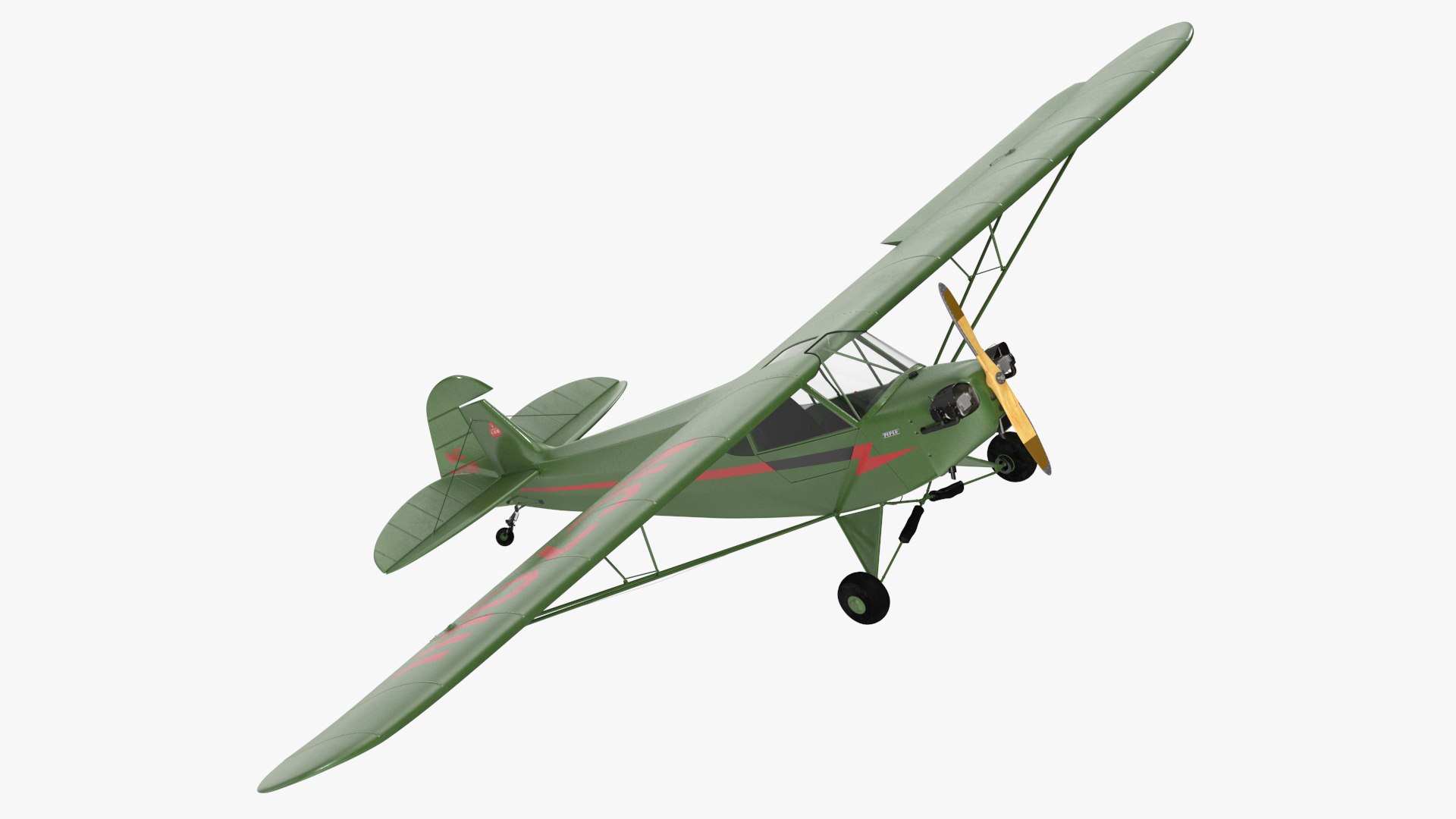 Private Aircraft Piper J-3 Rigged for Cinema 4D 3D model preview