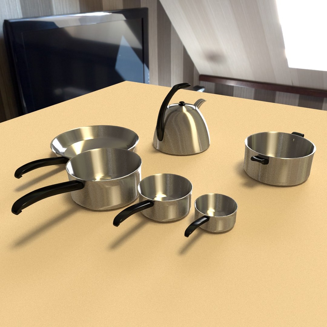 Stainless Steel Pans 3d Model
