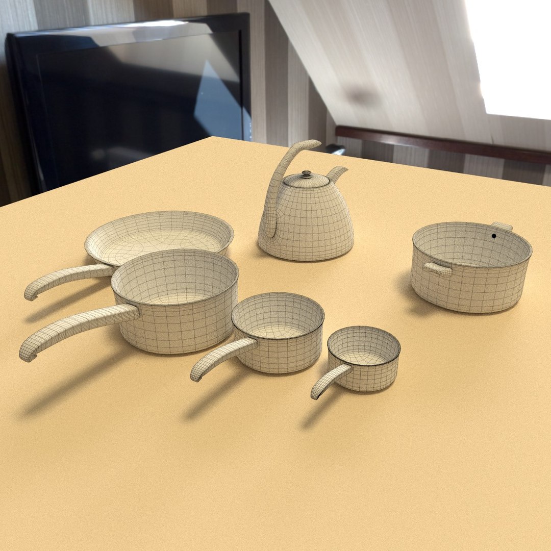 Stainless Steel Pans 3d Model