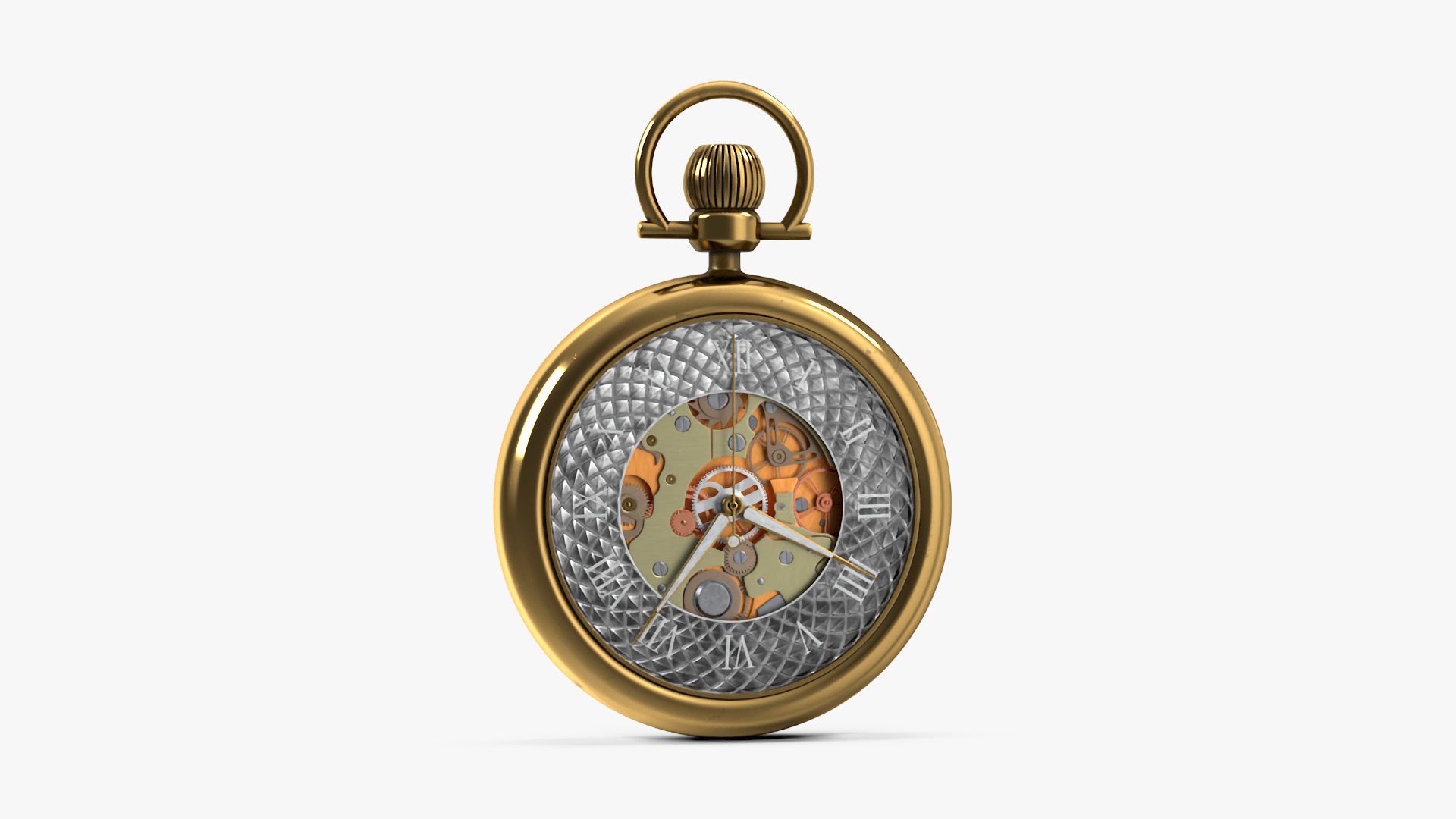 Gold Antique Pocket Watch Animated 3D model preview