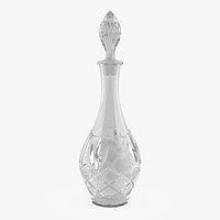 Empty Crystal Decanter with Faceted Stopper