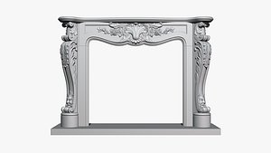 3D Classical Decorated Fireplace Louis XVI style model