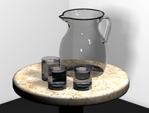 3d glass pitcher tumblers table cloth model