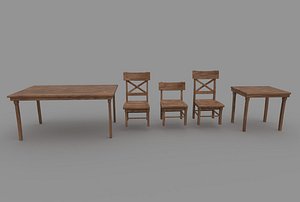 Wooden Tavern Table and Chairs