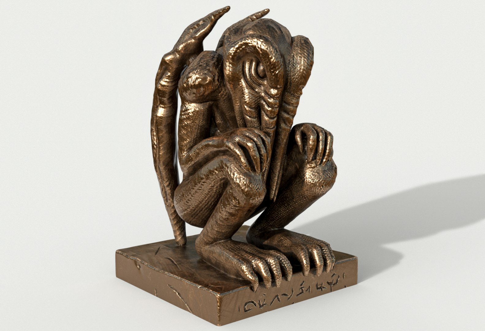 Bronze figurine of Cthulhu model https://p.turbosquid.com/ts-thumb/zu/qSB4Zj/FN/2view/png/1662856619/1920x1080/fit_q87/d5602edbab4f32a213f4b614b72e94ef116dd524/2view.jpg