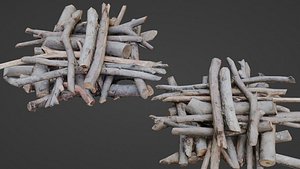 3D Bundel Of Wooden Logs model